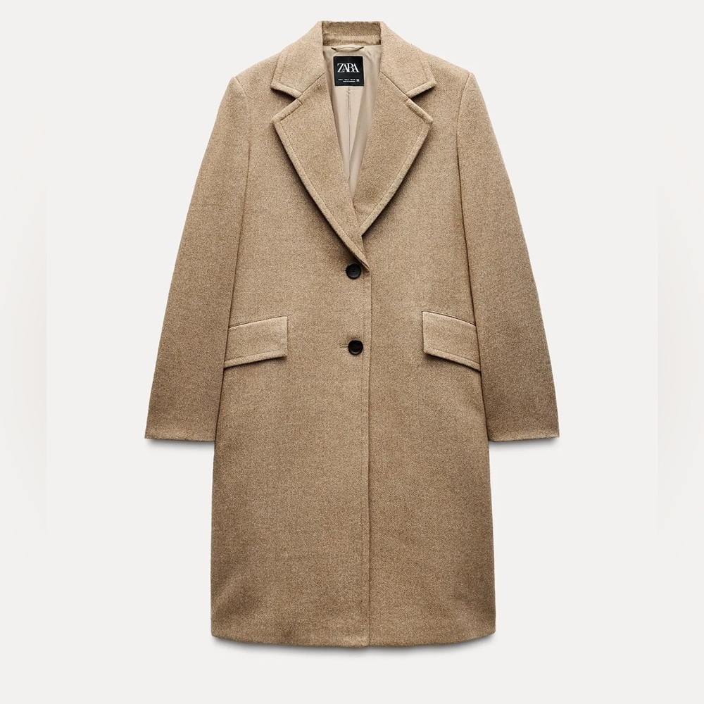 Zara Wool Pea Coat  (Taupe)